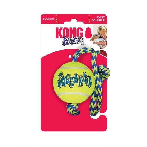 KONG Igračka za psa, SqueakAir Ball w/rope, Medium, zvučna, 53x7x7cm slika 2