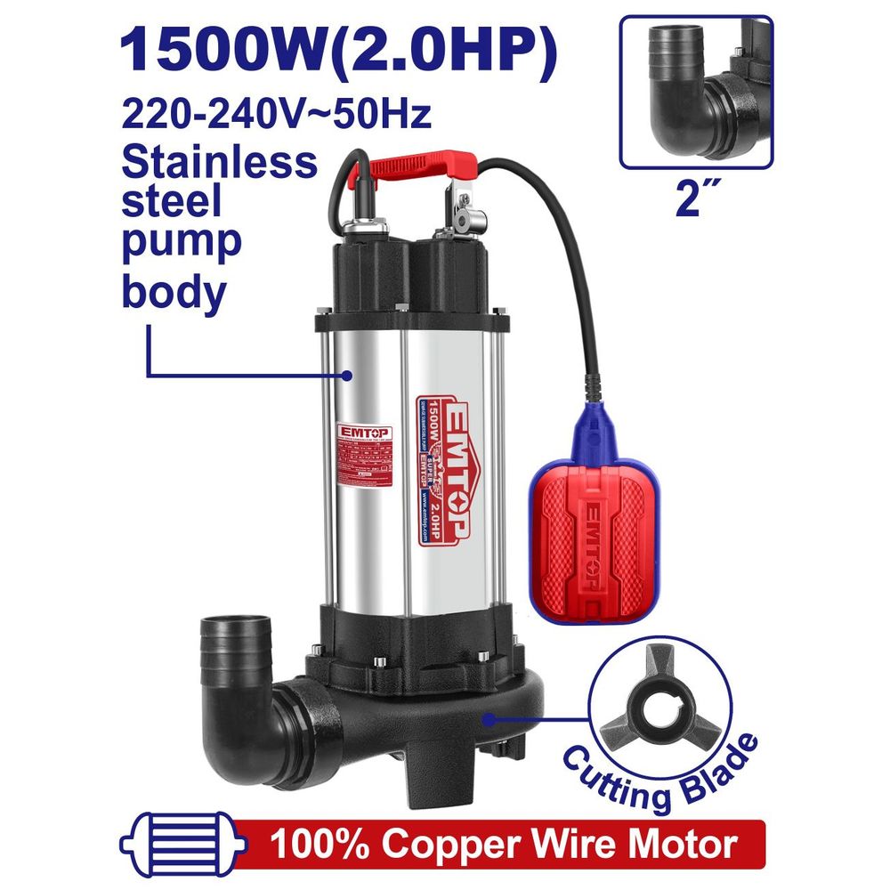 Potopna muljna pumpa 1500W EWPPQD15001 Emtop slika 1