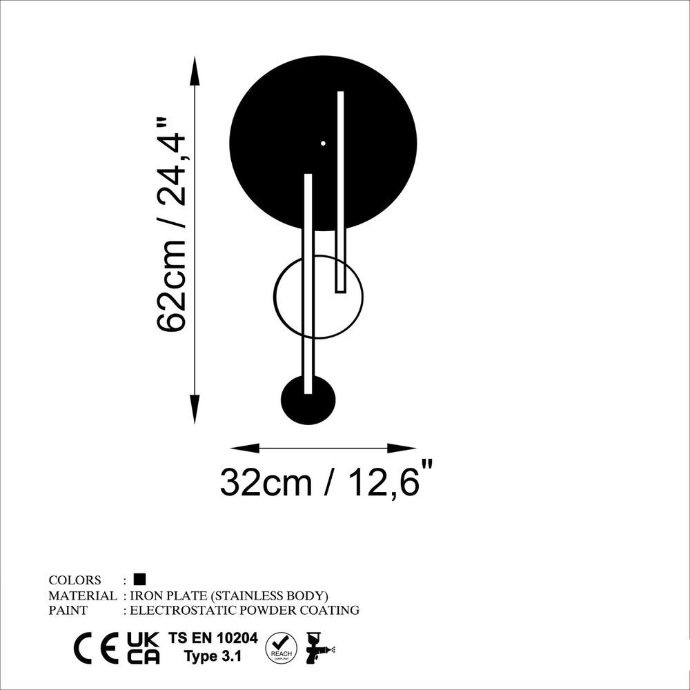 Decorative metal wall clock Full Empty, colour: black slika 6