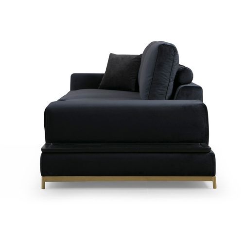 Atelier Del Sofa Četverosjed, LINE s integriranim stolićem, crni, Line With Side Table - Black slika 3