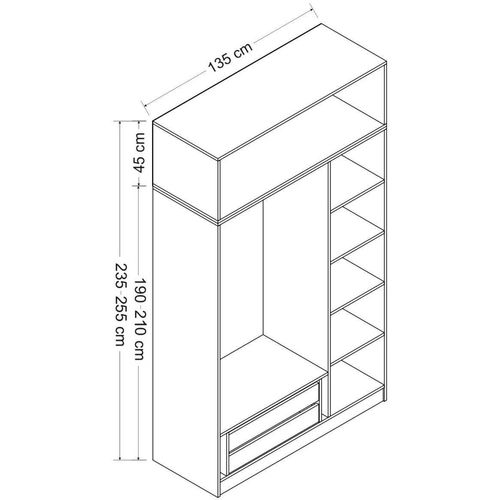 Minar 3 Mebran Kapak 2 Çekmece 255 - White White Wardrobe slika 8