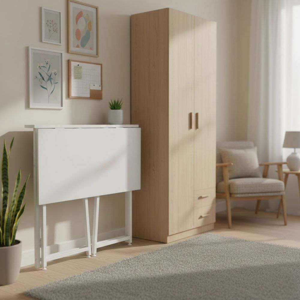 ModernHome sklopivi stol 80 × 45 cm za laptop – bijeli slika 3