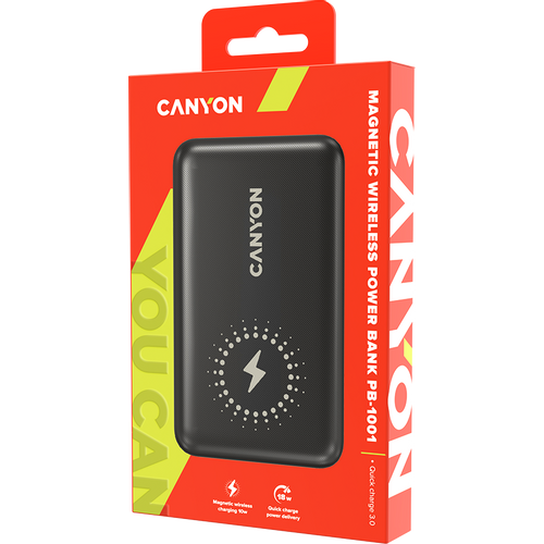 CANYON PB-1001 18W PD+QC 3.0+10W Magnet wireless charger powerbank 10000mAh Li-poly battery, Lightning Input:DC5V/2A, 9V/2A Type c PD Input: DC5V/3A, 9V/2A, Type C PD output:5V/3A,9V/2.2A,12V/1.5A QC 3.0 Output: DC5V/3A, 9V/2A, 12V/1.5A, Wireless slika 4