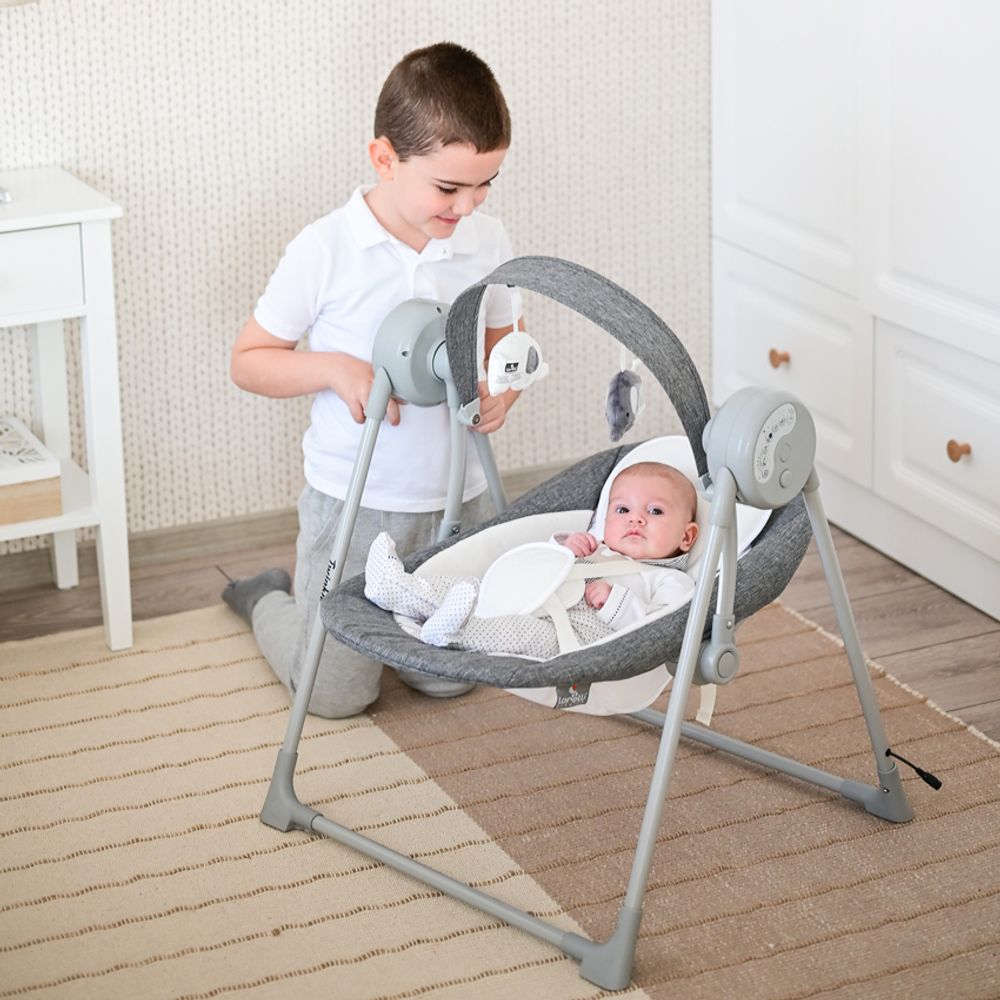 Lorelli Električna ljuljačka za bebe Twinkle, Pink Rhino slika 4