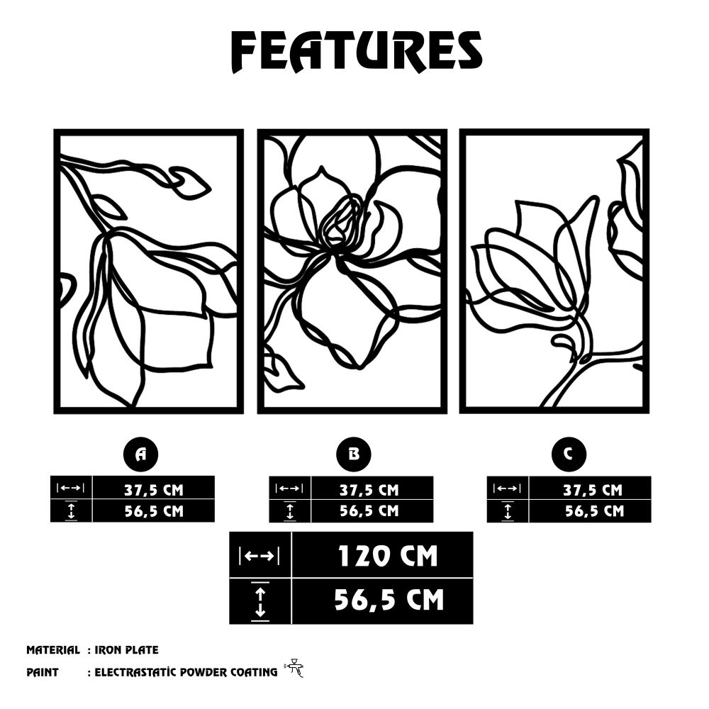 Decorative metal wall accessory Adda, colour: black slika 6
