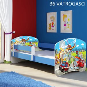 Dječji krevet ACMA s motivom, bočna plava 180x80 cm 36-vatrogasci