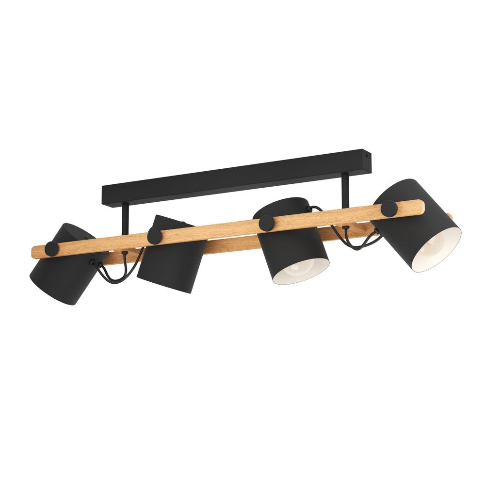 Eglo stropna lampa HORNWOOD, E27, crna/krem/drvo slika 1