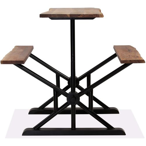 Barski stol s klupama od masivnog bagremovog drva 120x50x107 cm slika 2