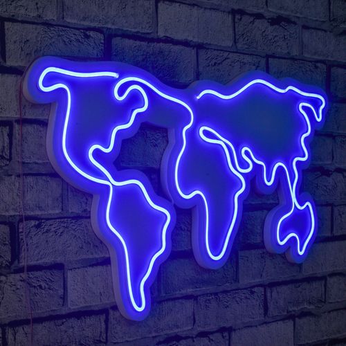 World Map - Blue Blue Decorative Plastic Led Lighting slika 1