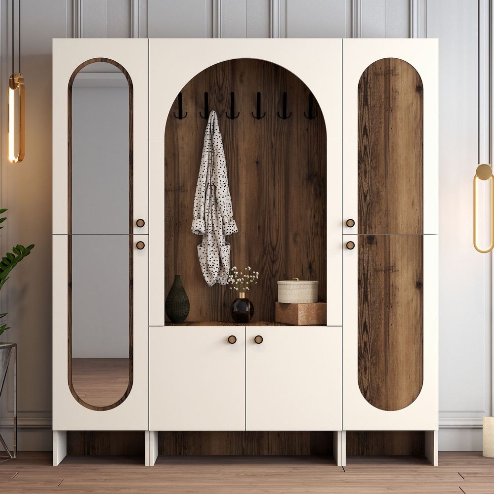 Hall Stand Palermo KLM - Krem i Orah slika 2