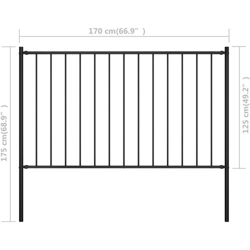 Panel za ogradu sa stupovima čelični 1,7 x 1,25 m crni slika 26