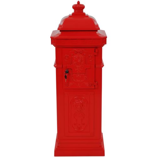 Poštanski sandučić sa stupom u vintage stilu nehrđajući crveni slika 8