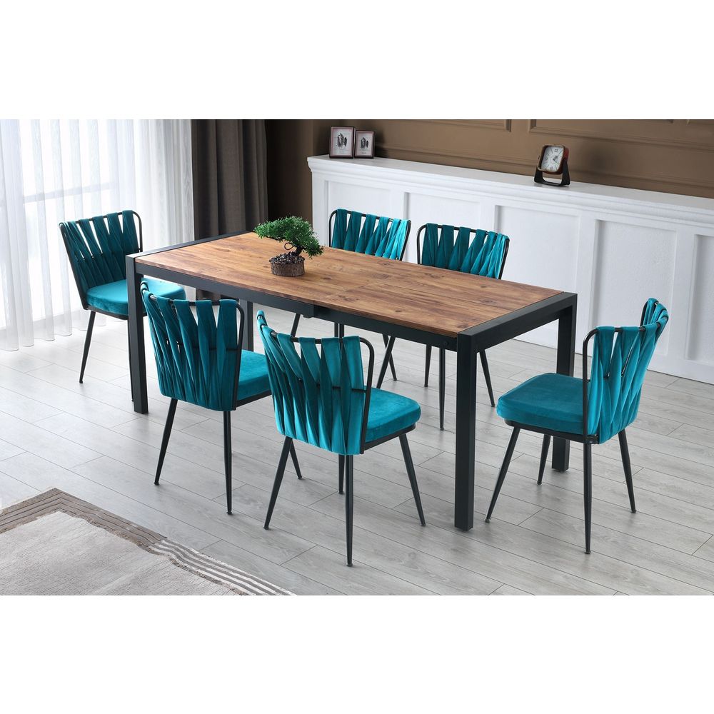 Set Stolica Kuşaklı - 228 V2 Crno-Plave (2 Komada) slika 6