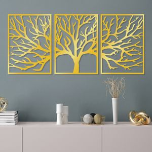 Wallity Metalna zidna dekoracija Golden Triple Tree 5