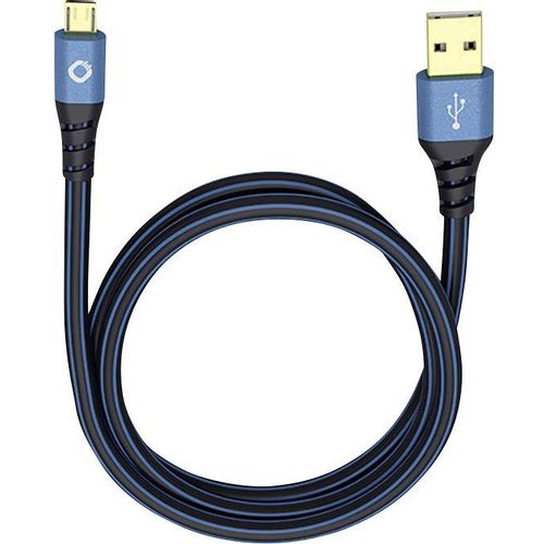 USB 2.0  [1x muški konektor USB 2.0 tipa a - 1x muški konektor USB 2.0 tipa micro-B] 5.00 m plava boja pozlaćeni kontakti Oehlbach USB Plus Micro slika 3