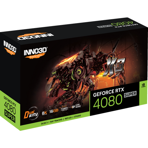 INNO3D GEFORCE RTX 4080 SUPER X3 16GB GDDR6X 256bit, 2580MHz / 23Gbps, 3x DP, 1x HDMI, 3 slot, 3 fan slika 2