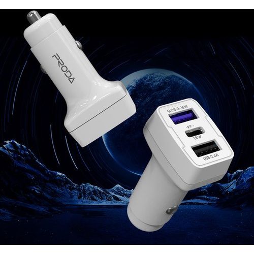 Auto punjač Power Delivery Quick Charge 3.0 18 W 2 x USB / USB Type- C slika 4