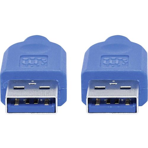 Manhattan USB kabel USB 3.2 gen. 1 (USB 3.0) USB-A utikač, USB-A utikač 1.80 m plava boja zaštićen s folijom, UL certificiran, pozlaćeni kontakti 354295 slika 4