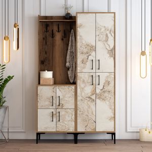 Woody Fashion Ormar za predsoblje, Berlin BA - Walnut, White Marble