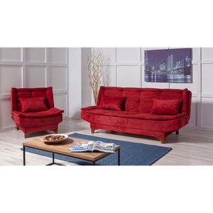 Kelebek TKM2-0101 Claret Red Sofa-Bed Set