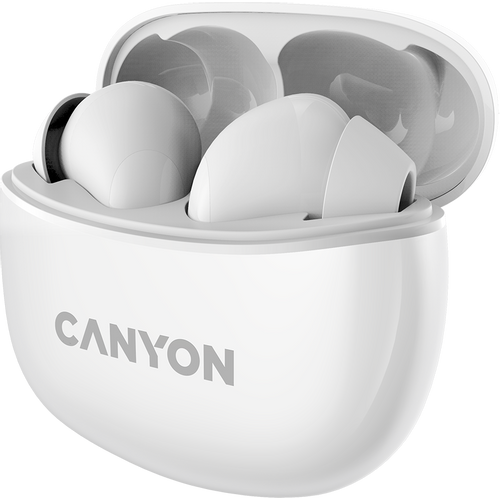 Canyon TWS-5 Bluetooth headset, with microphone, BT V5.3 JL 6983D4, Frequence Response:20Hz-20kHz, battery EarBud 40mAh*2+Charging Case 500mAh, type-C cable length 0.24m, size: 58.5*52.91*25.5mm, 0.036kg, White slika 3
