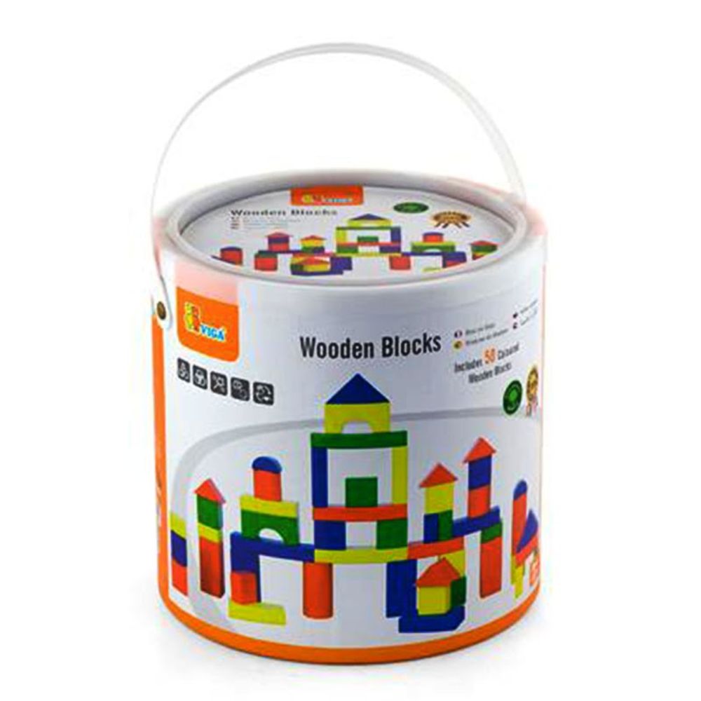 Viga Wooden Blocks - Drvene kocke, 50kom slika 1