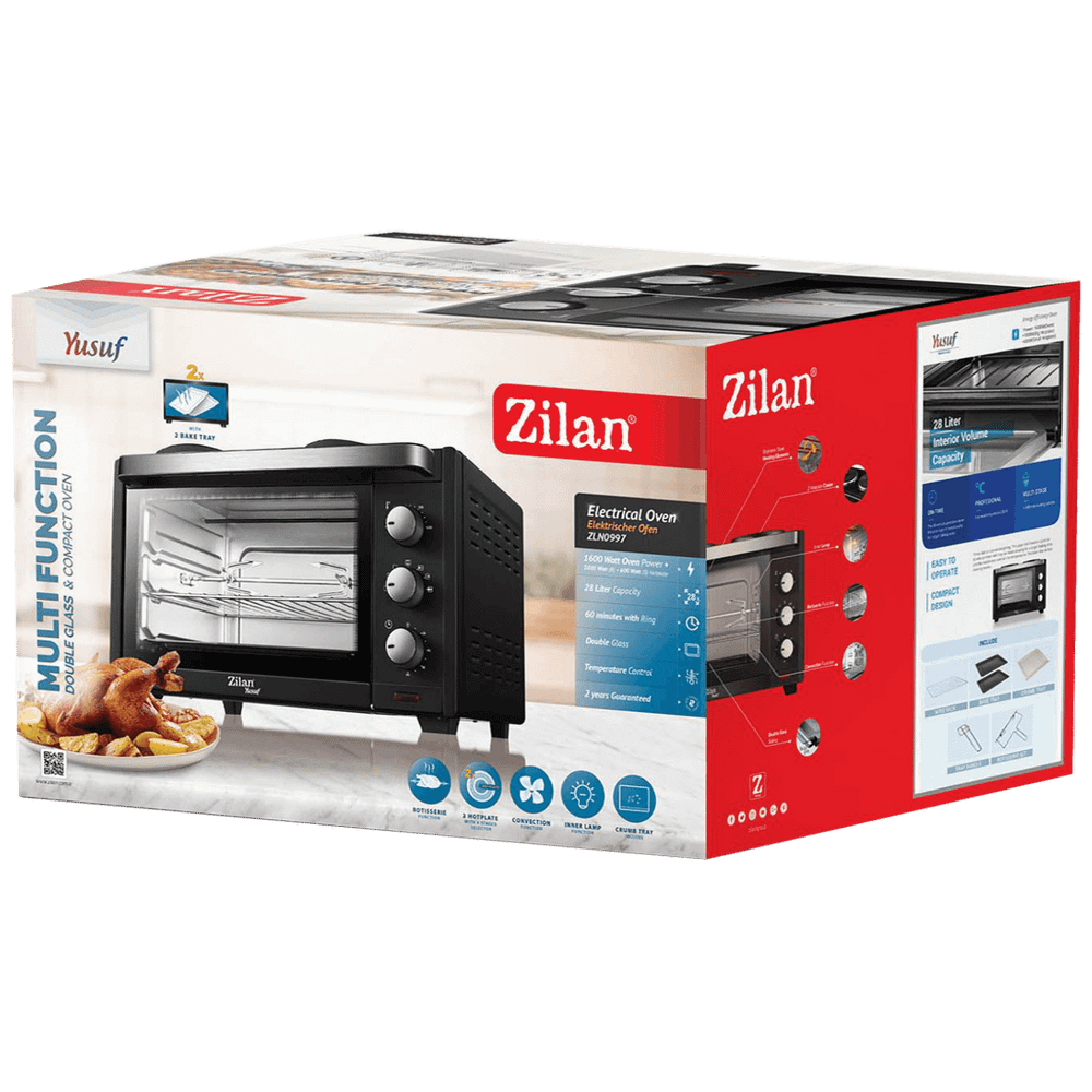 Zilan Mini pećnica sa grilom, zapremina 28 l, 3200 W, crna - ZLN0997 slika 2