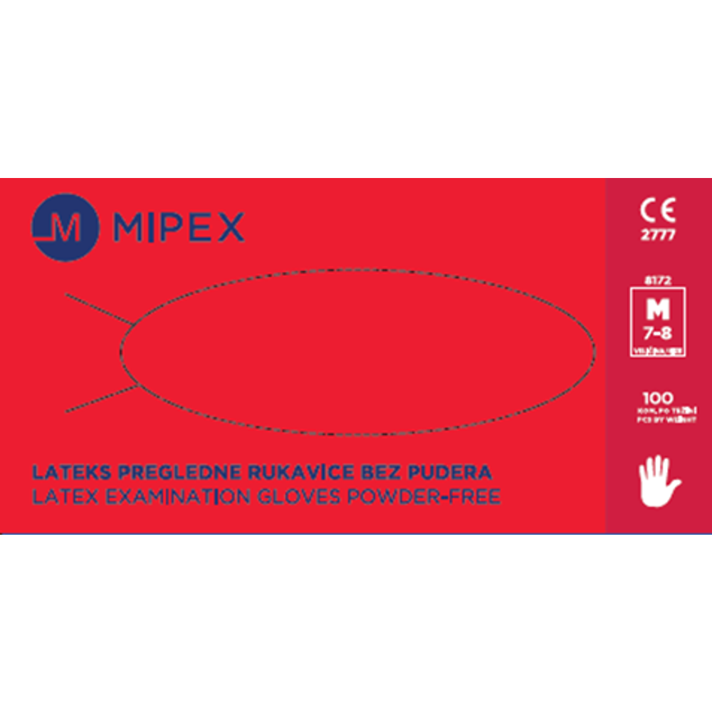 Mipex lateks rukavice bez pudera Medium 100kom slika 1