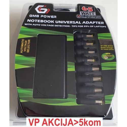 NPA-AC7D **Gembird univerzalni laptop punjac AC 65W sa Tip-C + QC3.0 mob. brzi punjac 3A, auto(1640) slika 1