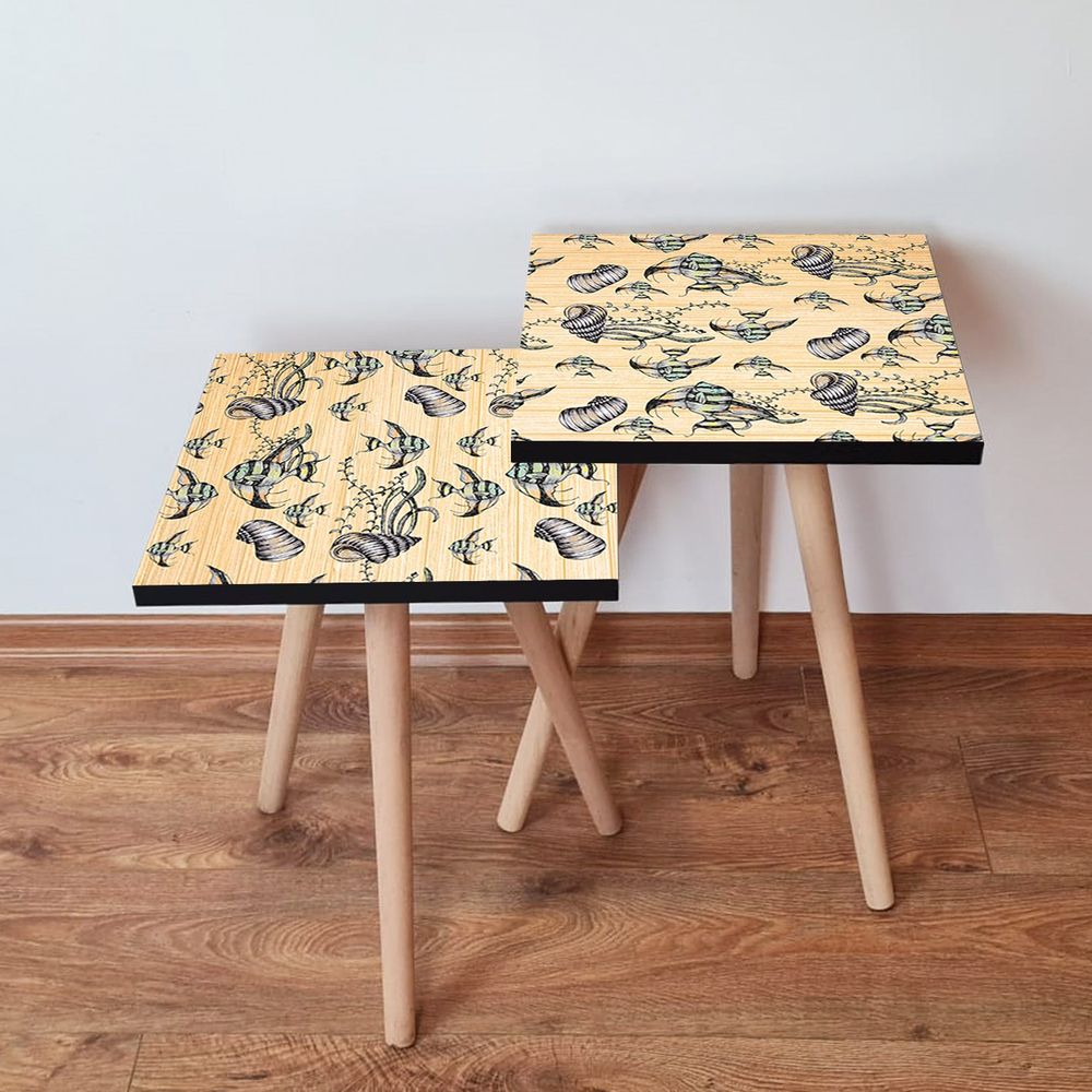 Nesting stolovi 2Shp11 - (2 komada) - boje: bež, crna, bijela slika 1
