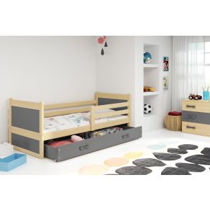 Drveni Dečiji Krevet Rico - Bukva - Sivi - 200*90Cm