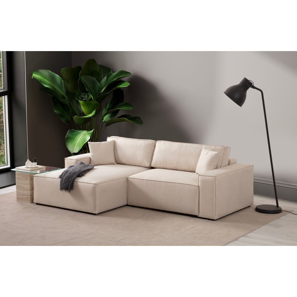 Pırlo Corner Left - Ecru Ugao Sofa na Razvlačenje slika 1