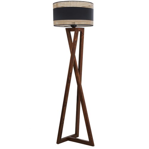 Maçka Ceviz Lambader Silindir 03 Rattan Abajurlu Walnut Floor Lamp slika 1