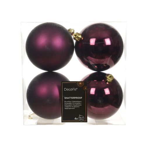 Novogodišnji set kugli za jelku 4pcs 10cm 022617 - Dark mauve - KMG slika 2