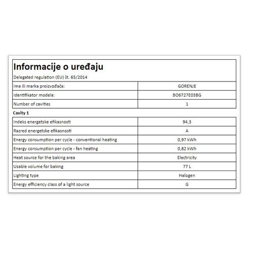 Gorenje BO6727E03BG Ugradna multifunkcionalna rerna  slika 13