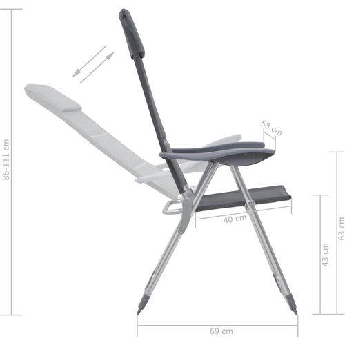 Stolice za kampiranje 2 kom sive 58 x 69 x 111 cm aluminijske slika 33