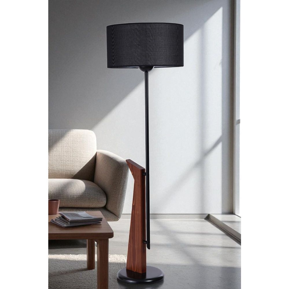 Opviq Podna lampa 708, crna, orah slika 1