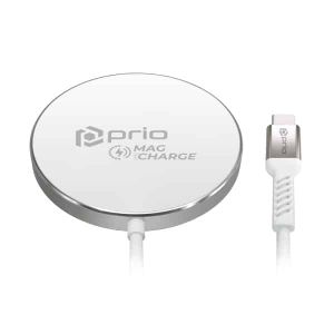 PRIO 15W bežični punjač MagSafe (USB C) srebrni