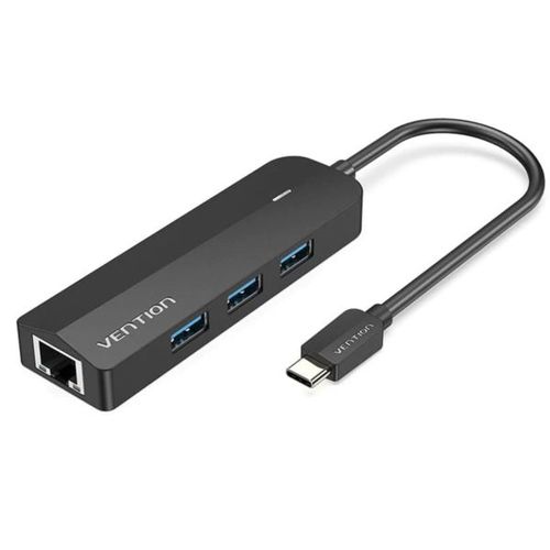 Vention USB-C to USB 3.0*3 RJ45 Micro-B HUB 0,15m, Black slika 1