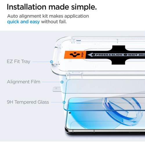 Spigen - Glas.TR EZ-FIT (2 kom) za Samsung Galaxy S23 - Prozirno slika 5