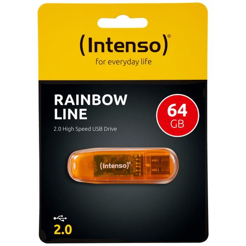 (Intenso) USB Flash drive 64GB Hi-Speed USB 2.0, Rainbow Line, ORANGE - USB2.0-64GB/Rainbow slika 1