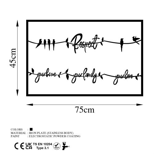 Wallity Metalna zidna dekoracija, Respect
Your Home
Your Family
Your Love 2 slika 5