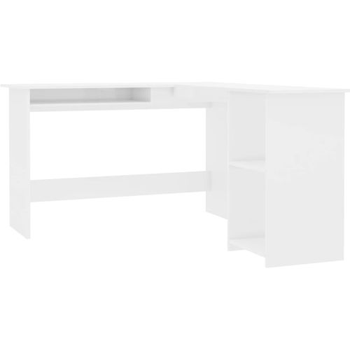Kutni radni stol visoki sjaj bijeli 120 x 140 x 75 cm iverica slika 2