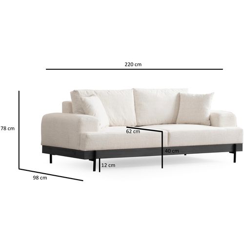 Eti Black 3 Seater - White White 3-Seat Sofa slika 11