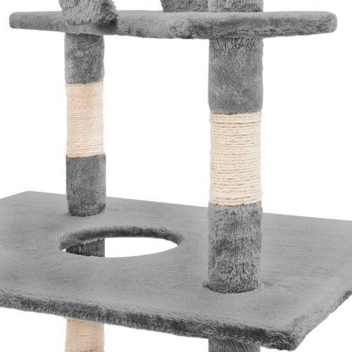 Penjalica za mačke sa stupovima za grebanje od sisala 230 - 260 cm siva slika 6