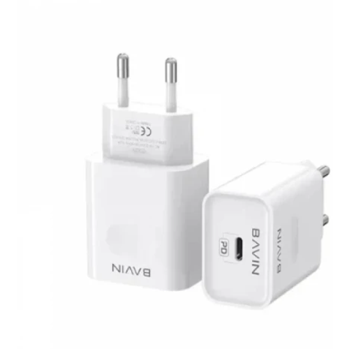 Bavin punjač PD20W mini USB-C + kabl type-C na type-C bela slika 2