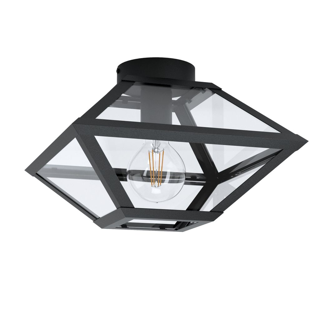 Eglo stropna rasvjeta casefabre e27 1x60w crno/prozirno š:310mm v:215mm slika 1