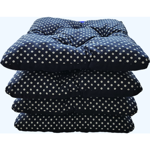 Pamučni jastuk za stolice, pamuk, plava sa točkicama 4 komada slika 1