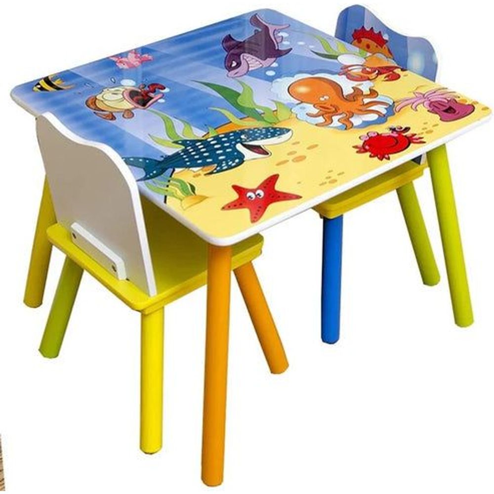 Kinder Home Dječiji drveni sto sa dvije stolice Sea Adventure slika 3