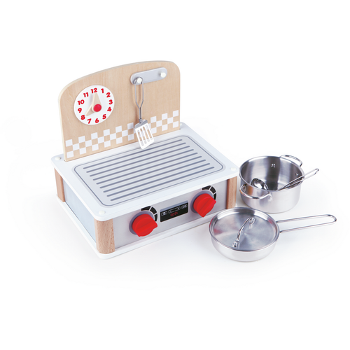 Hape Drveni šporet sa setom metalnog posuđa Kitchen & Grill Set E3151A slika 3